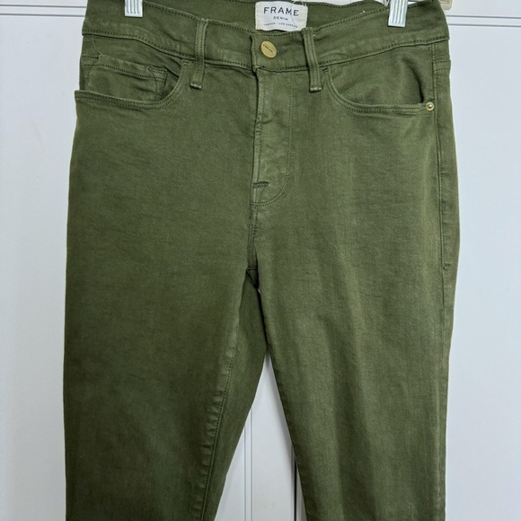 Framed Skinny De Jeanne Olive Green Skinny Jean Sz 27 boho Military - Picture 3 of 8